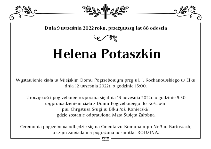 Helena Potaszkin - nekrolog